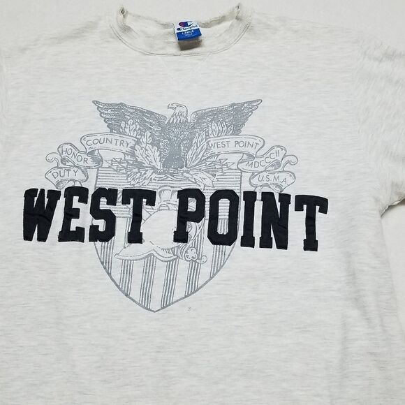 Vintage 90s Champion West Point Gray Heathered Distressed Spell Out Sweatshirt L - Picture 8 of 14